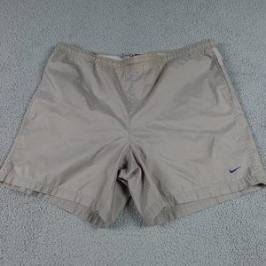 NIKE Board Shorts Mens 2 Extra Large XXL Swim Trunks Beige Lined Pull On Pockets